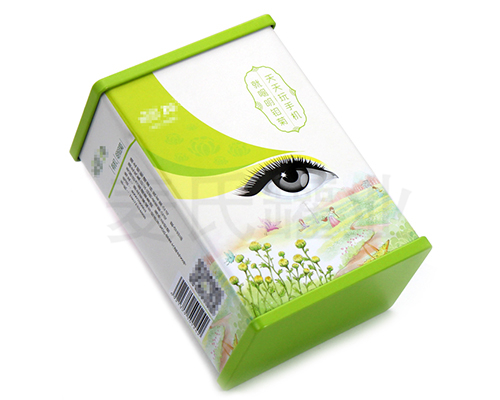 明目菊花茶鐵盒子包裝,花草茶馬口鐵盒,獨(dú)特浮雕激凸工藝,用精湛的工藝彰顯麥?zhǔn)瞎迾I(yè)12年定制包裝的傳承歷史,材質(zhì)有0.23mm鍍錫馬口鐵,真材實(shí)料,相比紙質(zhì)、三片罐，新穎包裝更高檔次